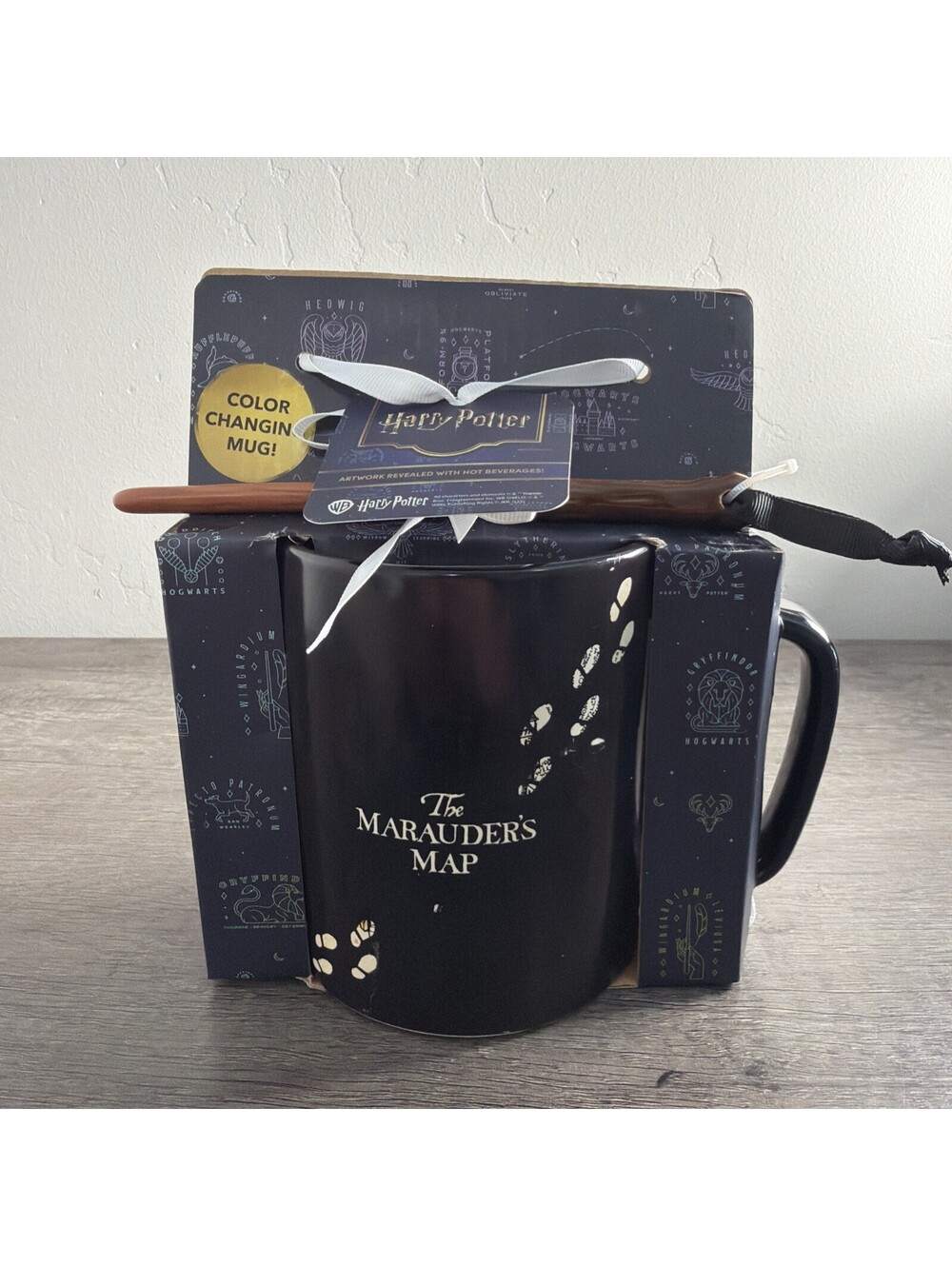NEW Rae Dunn Harry Potter Mug THE MARAUDER'S MAP With Magic Wand Double-sided